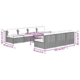 8 Piece Garden Lounge Set with Cushions Poly Rattan Brown - Close-Up Angle