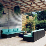 9 Piece Garden Lounge Set with Cushions Poly Rattan Black
