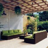 9 Piece Garden Lounge Set with Cushions Poly Rattan Brown