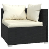 5 Piece Garden Lounge Set with Cushions Poly Rattan Black - Side View