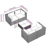 5 Piece Garden Lounge Set with Cushions Poly Rattan Grey - Close-Up Angle