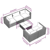 6 Piece Garden Lounge Set with Cushions Poly Rattan Black - Extra Image