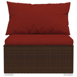 6 Piece Garden Lounge Set with Cushions Poly Rattan Brown - Top-Down View
