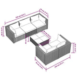 6 Piece Garden Lounge Set with Cushions Poly Rattan Brown - Extra Image