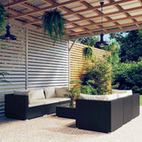 7 Piece Garden Lounge Set with Cushions Poly Rattan Black