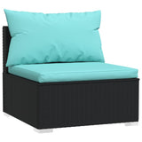7 Piece Garden Lounge Set with Cushions Poly Rattan Black - Side View