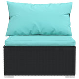 7 Piece Garden Lounge Set with Cushions Poly Rattan Black - Top-Down View