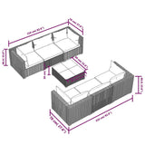 7 Piece Garden Lounge Set with Cushions Poly Rattan Black
