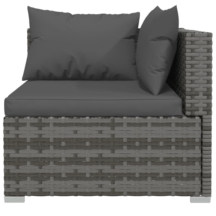 7 Piece Garden Lounge Set with Cushions Poly Rattan Grey