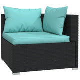 8 Piece Garden Lounge Set with Cushions Poly Rattan Black - 45-Degree Angle