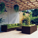 8 Piece Garden Lounge Set with Cushions Poly Rattan Brown