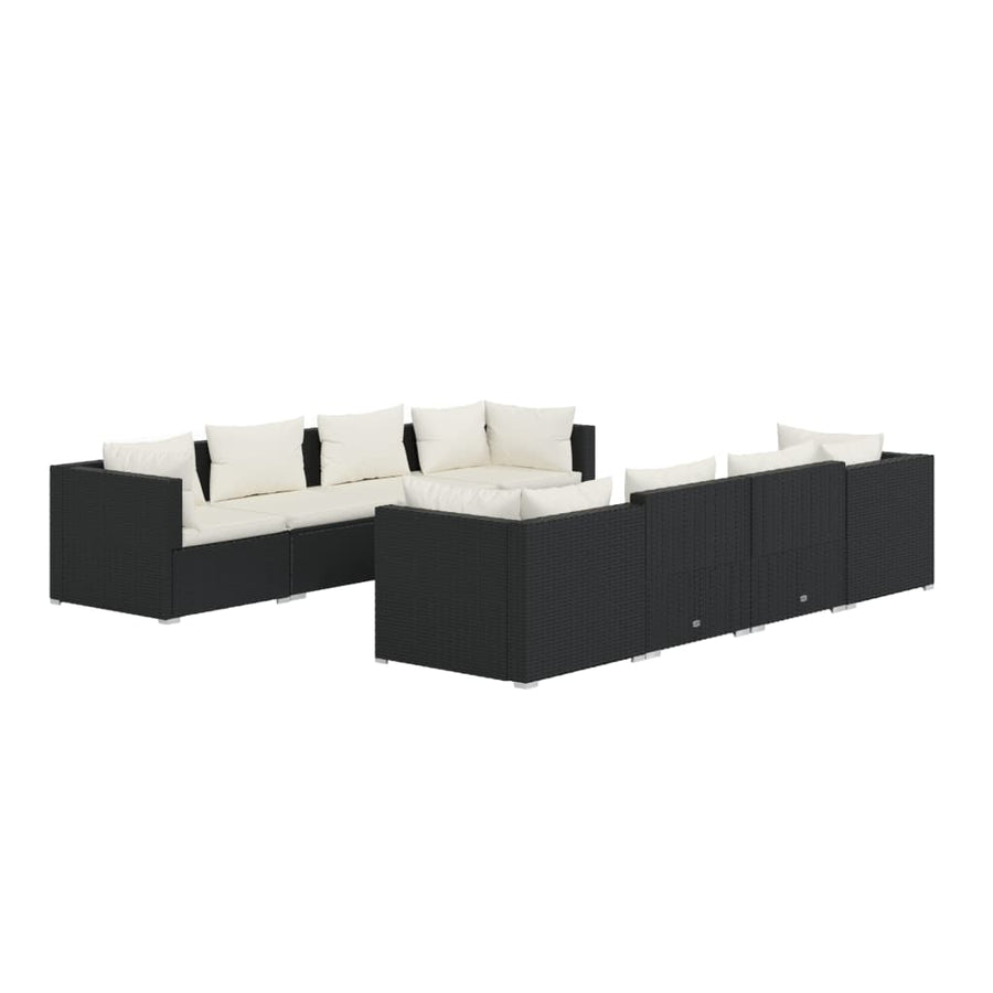 9 Piece Garden Lounge Set with Cushions Poly Rattan Black