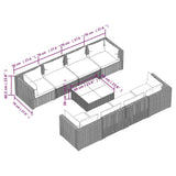 9 Piece Garden Lounge Set with Cushions Poly Rattan Black