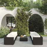 9 Piece Garden Lounge Set with Cushions Poly Rattan Black