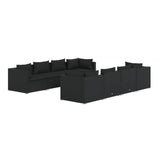 9 Piece Garden Lounge Set with Cushions Poly Rattan Black