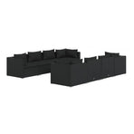 9 Piece Garden Lounge Set with Cushions Poly Rattan Black