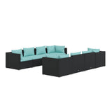 9 Piece Garden Lounge Set with Cushions Poly Rattan Black