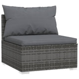 9 Piece Garden Lounge Set with Cushions Poly Rattan Grey - Side View