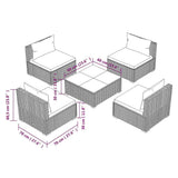 5 Piece Garden Lounge Set with Cushions Poly Rattan Black