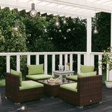 5 Piece Garden Lounge Set with Cushions Poly Rattan Brown