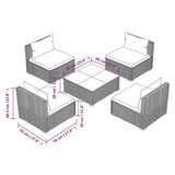 5 Piece Garden Lounge Set with Cushions Poly Rattan Grey - Close-Up Angle