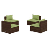 4 Piece Garden Lounge Set with Cushions Poly Rattan Brown