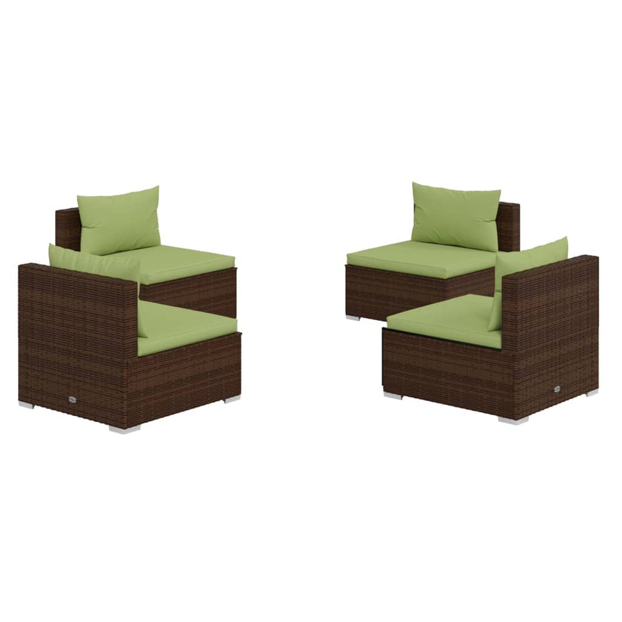 4 Piece Garden Lounge Set with Cushions Poly Rattan Brown