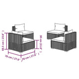 4 Piece Garden Lounge Set with Cushions Poly Rattan Grey - 45-Degree Angle