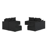 8 Piece Garden Lounge Set with Cushions Poly Rattan Black - Front View