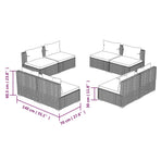 8 Piece Garden Lounge Set with Cushions Poly Rattan Brown