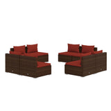 8 Piece Garden Lounge Set with Cushions Poly Rattan Brown