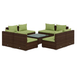 9 Piece Garden Lounge Set with Cushions Poly Rattan Brown