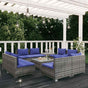 9 Piece Garden Lounge Set with Cushions Poly Rattan Grey