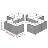 8 Piece Garden Lounge Set with Cushions Poly Rattan Black - 45-Degree Angle