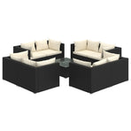 9 Piece Garden Lounge Set with Cushions Poly Rattan Black
