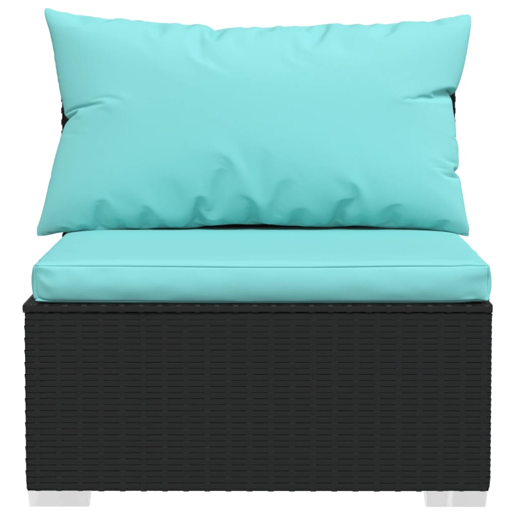 12 Piece Garden Lounge Set with Cushions Poly Rattan Black