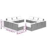 12 Piece Garden Lounge Set with Cushions Poly Rattan Grey - 45-Degree Angle