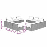 12 Piece Garden Lounge Set with Cushions Poly Rattan Grey - 45-Degree Angle