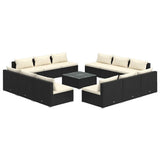 13 Piece Garden Lounge Set with Cushions Poly Rattan Black
