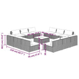 13 Piece Garden Lounge Set with Cushions Poly Rattan Grey - Close-Up Angle