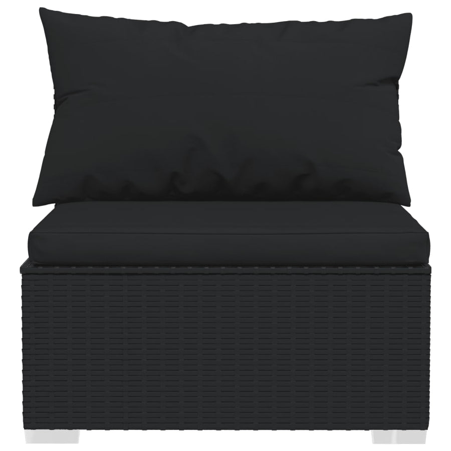 12 Piece Garden Lounge Set with Cushions Poly Rattan Black