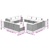 12 Piece Garden Lounge Set with Cushions Poly Rattan Grey - Close-Up Angle