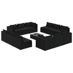 13 Piece Garden Lounge Set with Cushions Poly Rattan Black