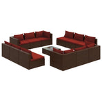 13 Piece Garden Lounge Set with Cushions Poly Rattan Brown