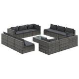 13 Piece Garden Lounge Set with Cushions Poly Rattan Grey