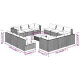13 Piece Garden Lounge Set with Cushions Poly Rattan Grey - Extra Image