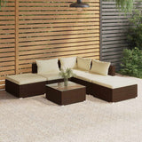 6 Piece Garden Lounge Set with Cushions Poly Rattan Brown