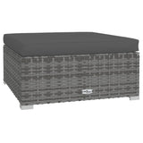 6 Piece Garden Lounge Set with Cushions Poly Rattan Grey - 45-Degree Angle