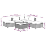 6 Piece Garden Lounge Set with Cushions Poly Rattan Grey - Close-Up Angle