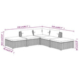 5 Piece Garden Lounge Set with Cushions Poly Rattan Brown - Rear View